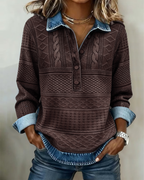 Women's Button-Up Collar and Textured Sweater | Winter