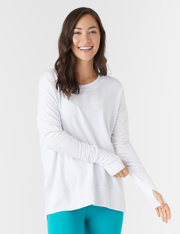 Women's Casual Split Hem Top | Thumbhole Cuffs