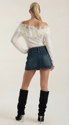 Women's Chic Crew Neck Jumper | Feather Detail