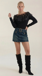 Women's Chic Crew Neck Jumper | Feather Detail