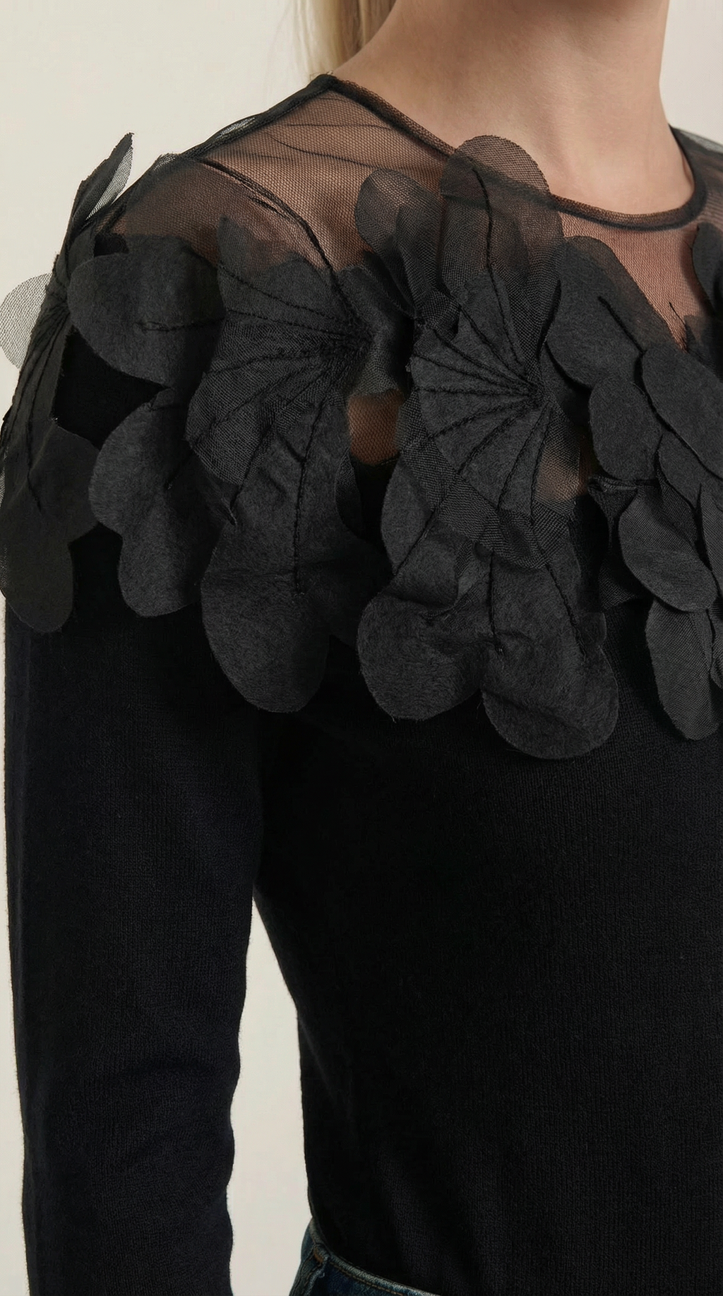 Women's Chic Crew Neck Jumper | Feather Detail