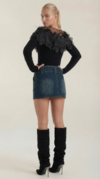Women's Chic Crew Neck Jumper | Feather Detail