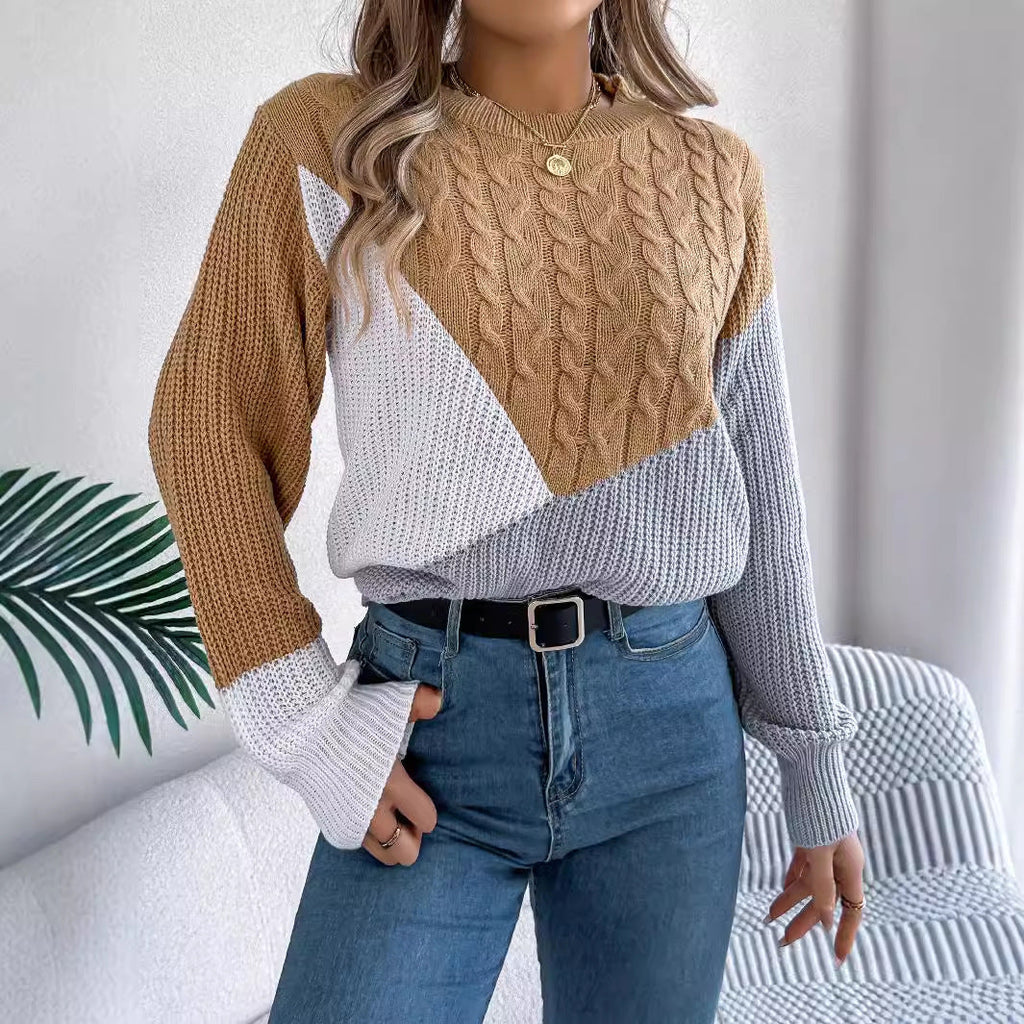 Women's Contrast Knit Sweater | Casual