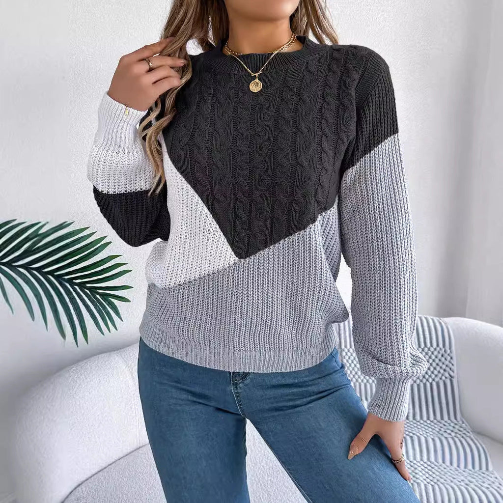 Women's Contrast Knit Sweater | Casual