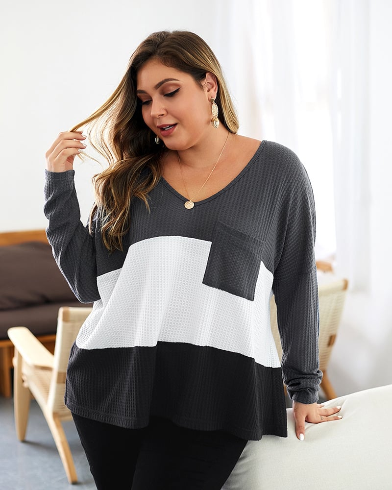Women's Casual Waffle Knit Top | Long Sleeves
