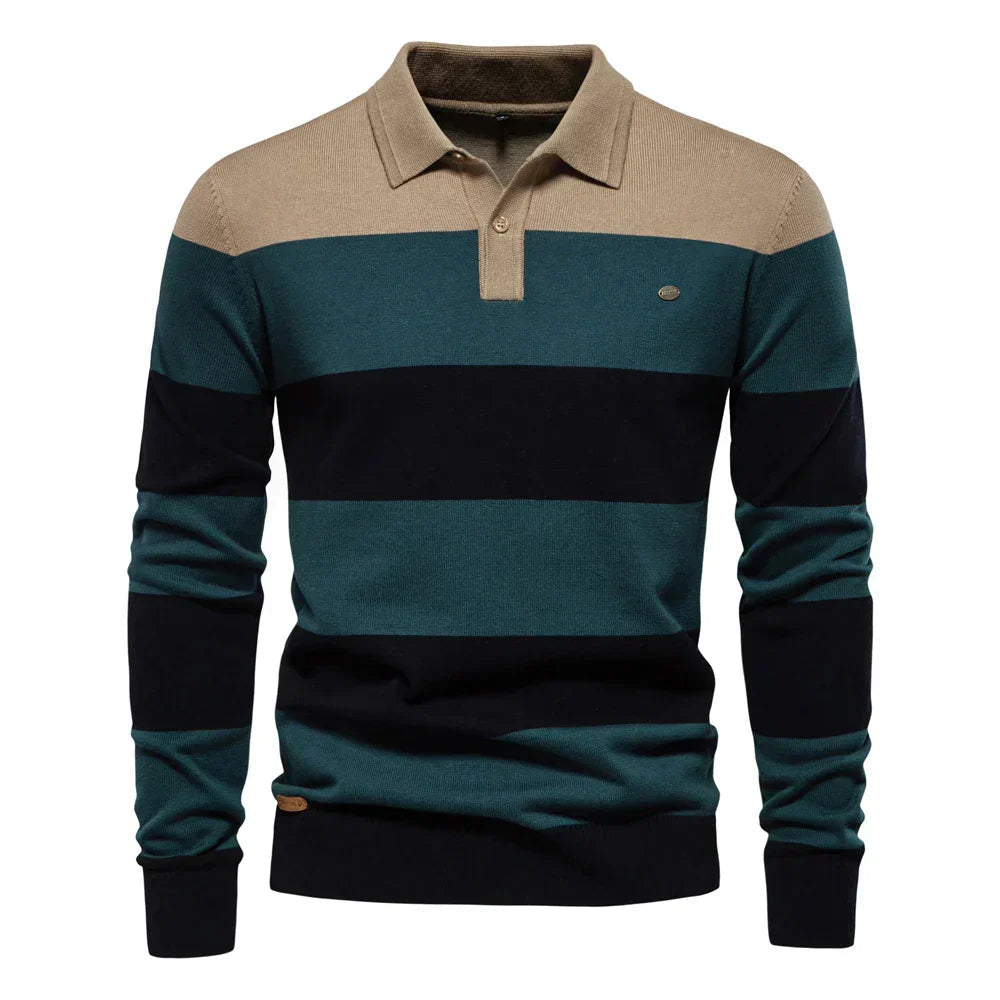 Men's Striped Knit Polo Sweater | Casual