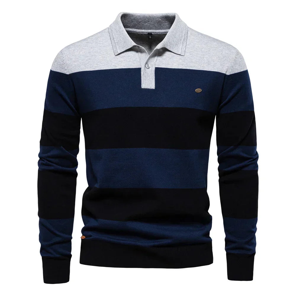 Men's Striped Knit Polo Sweater | Casual