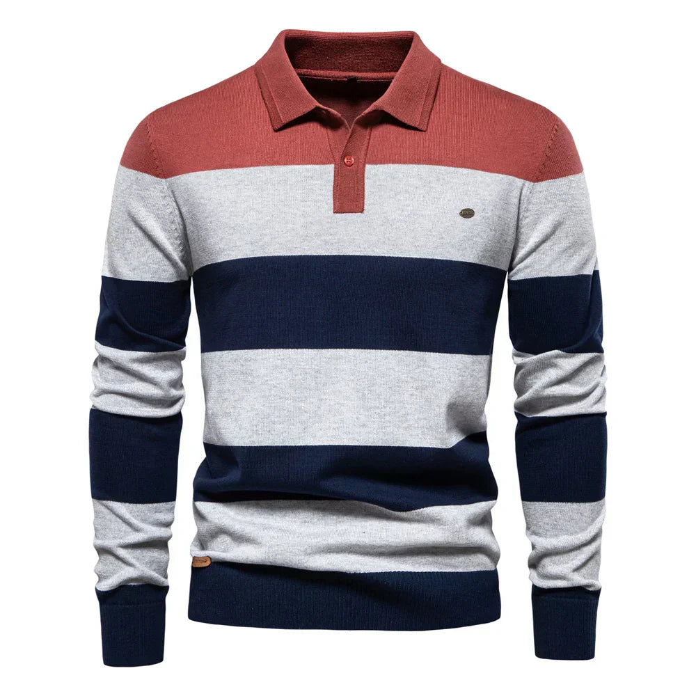 Men's Striped Knit Polo Sweater | Casual