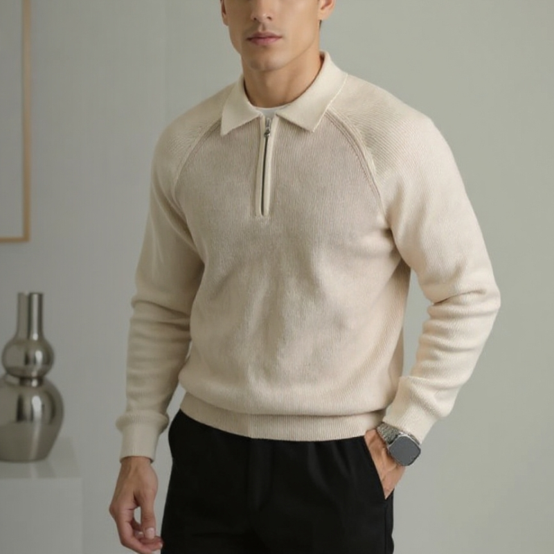 Men's Casual Quarter Zip Sweater | Collared
