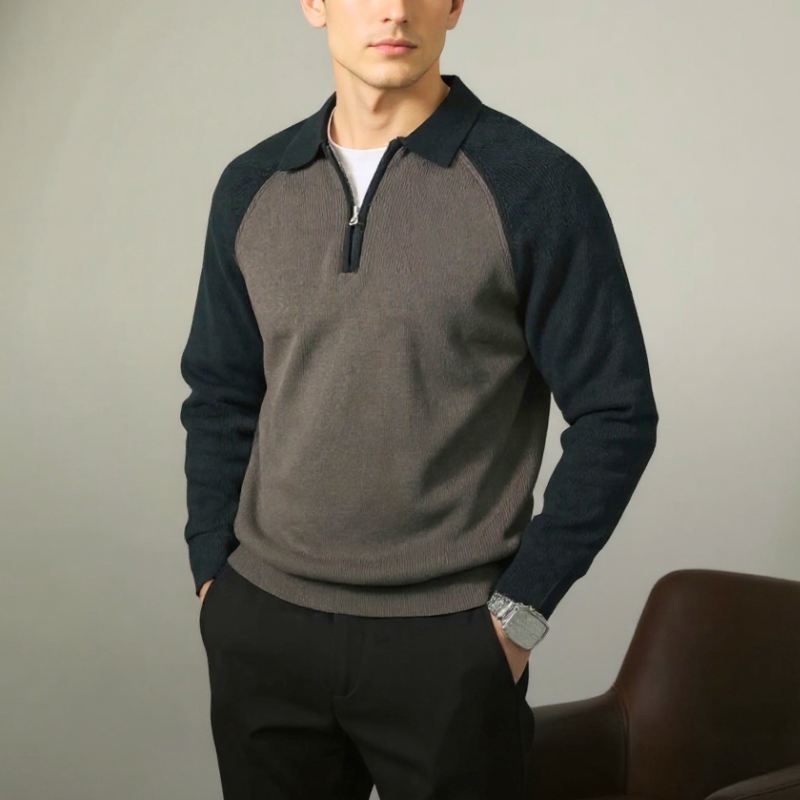 Men's Casual Quarter Zip Sweater | Collared