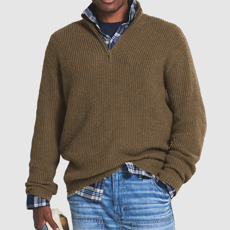 Men's High Neck With Zip Sweater | Knitted