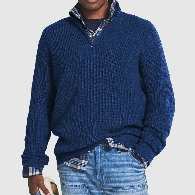 Men's High Neck With Zip Sweater | Knitted
