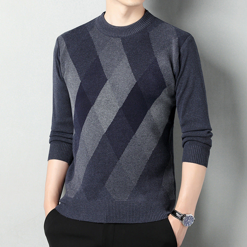 Men's Geometric Pattern Sweater | Round Neck