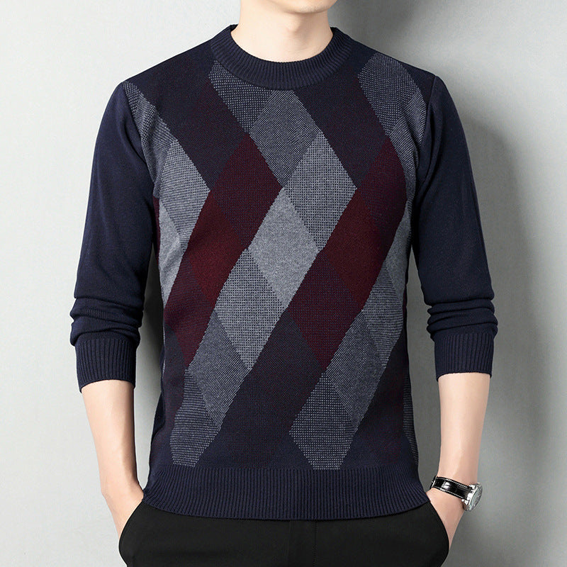 Men's Geometric Pattern Sweater | Round Neck