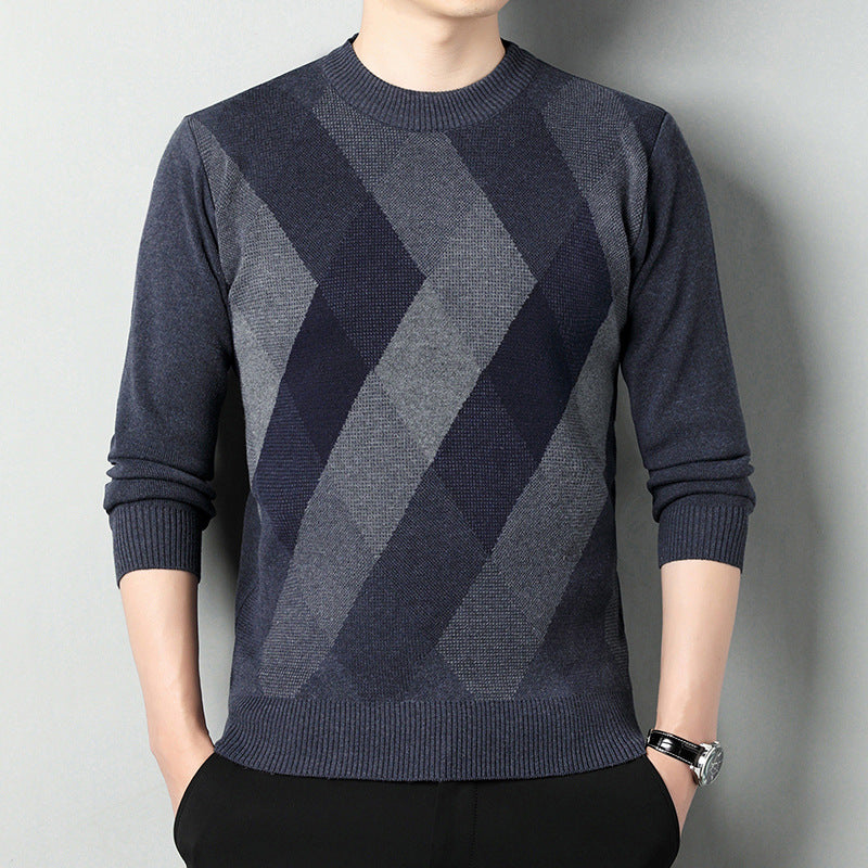 Men's Geometric Pattern Sweater | Round Neck