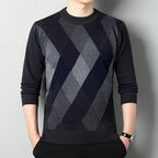 Men's Geometric Pattern Sweater | Round Neck