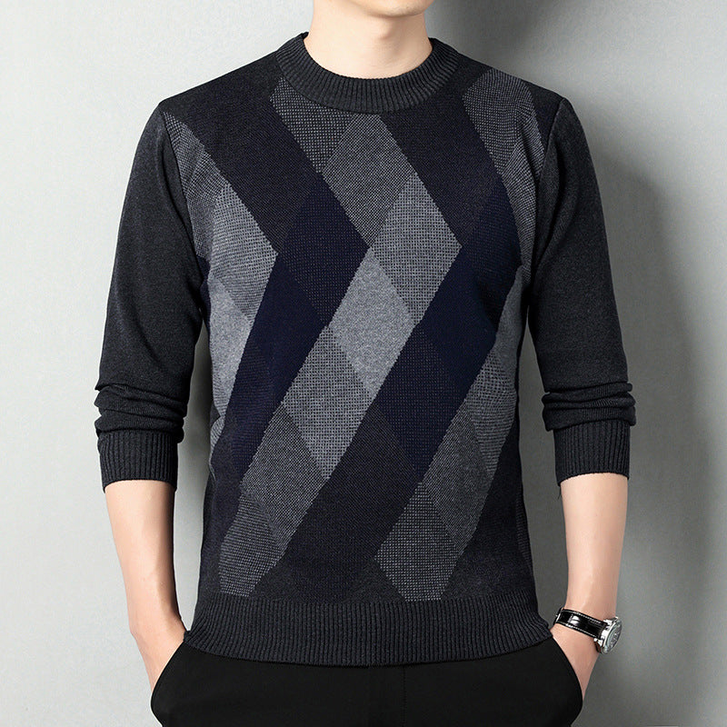Men's Geometric Pattern Sweater | Round Neck