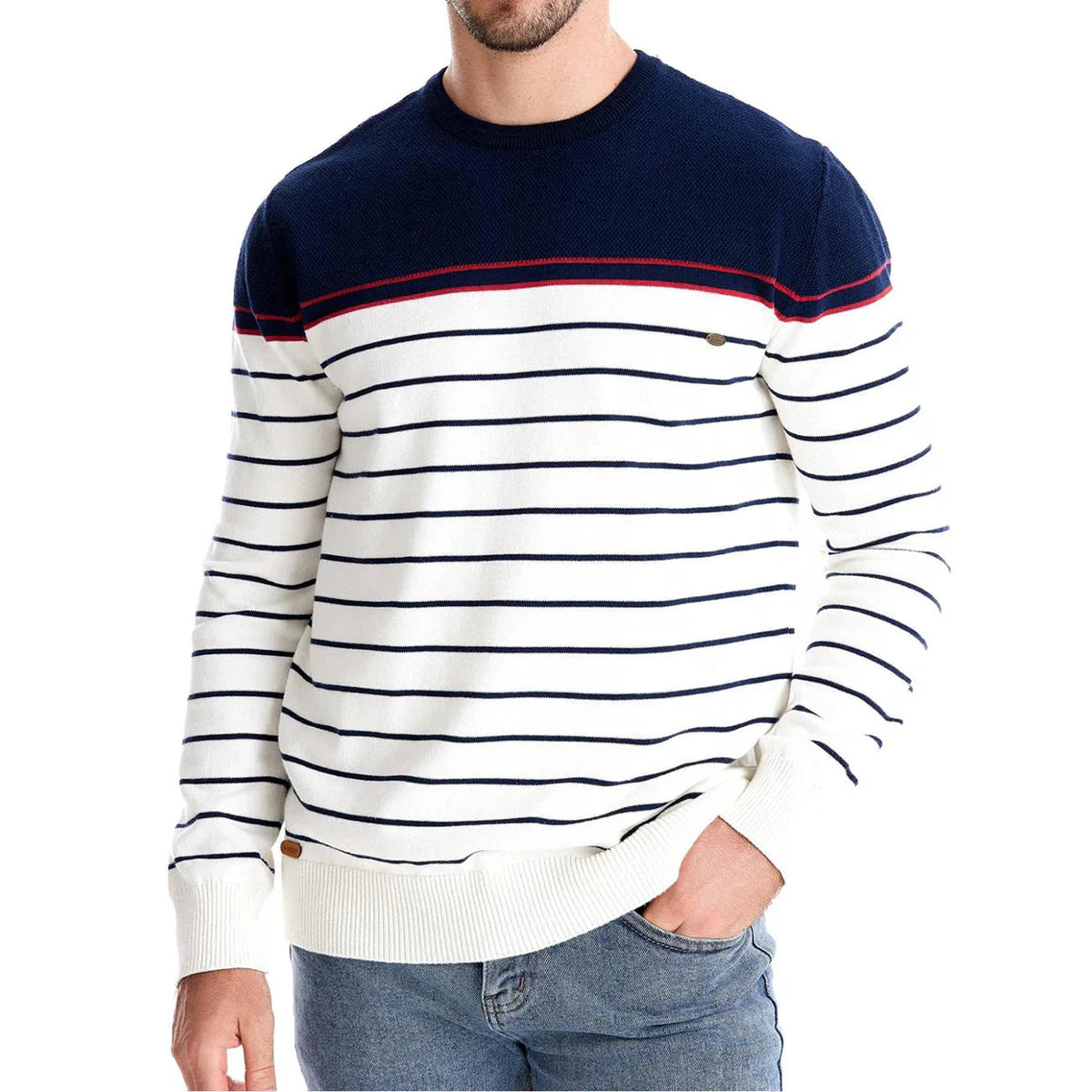 Men's Ribbed Trim Sweater | Stripe