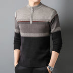 Men's Casual Quarter Zip Sweater | Color Block
