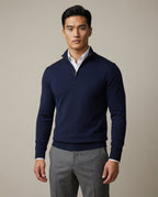 Men's Quarter Zip Knit Sweater | Stand Collar