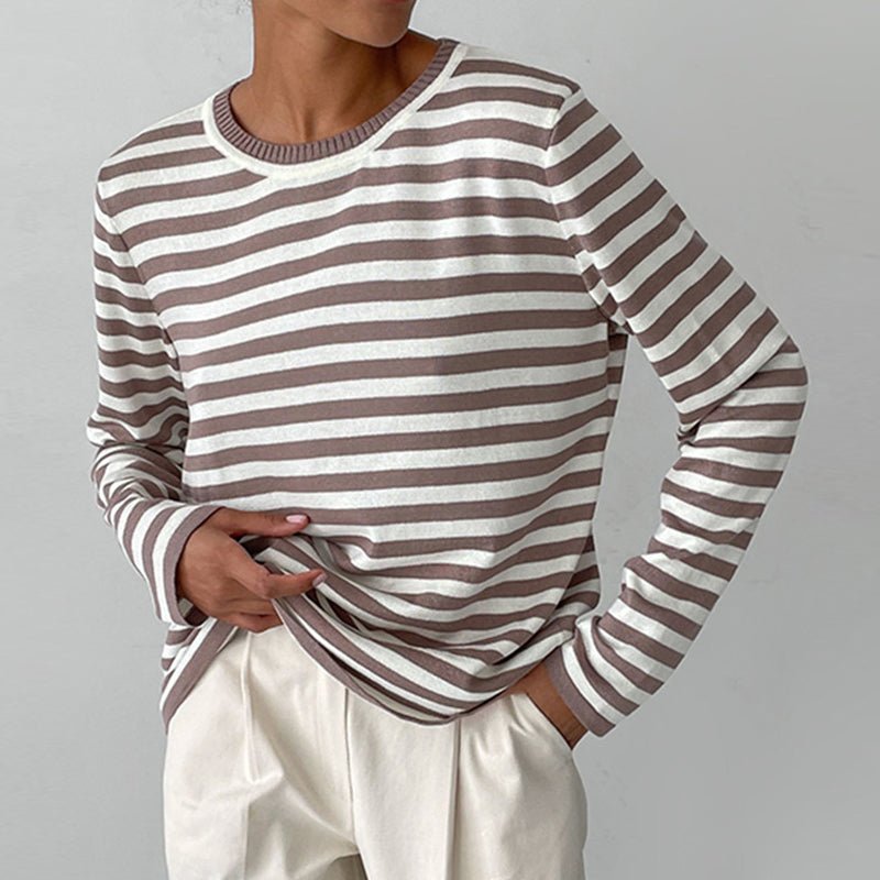 Women's Striped Crew Neck Sweater | Classic