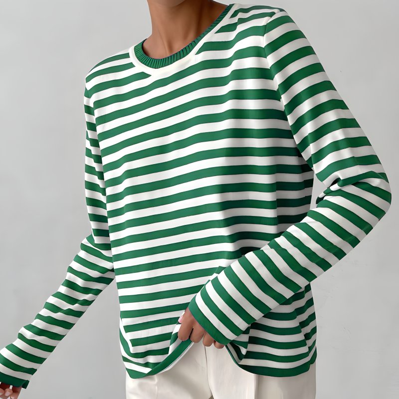 Women's Striped Crew Neck Sweater | Classic