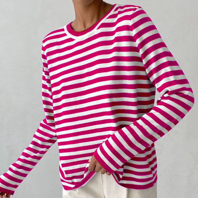 Women's Striped Crew Neck Sweater | Classic
