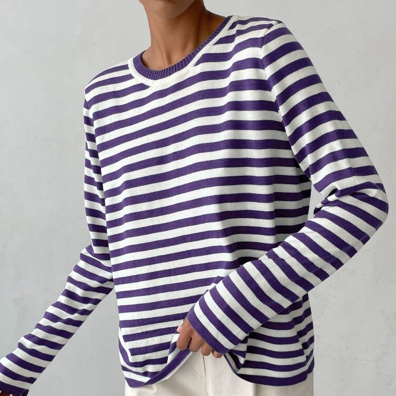 Women's Striped Crew Neck Sweater | Classic