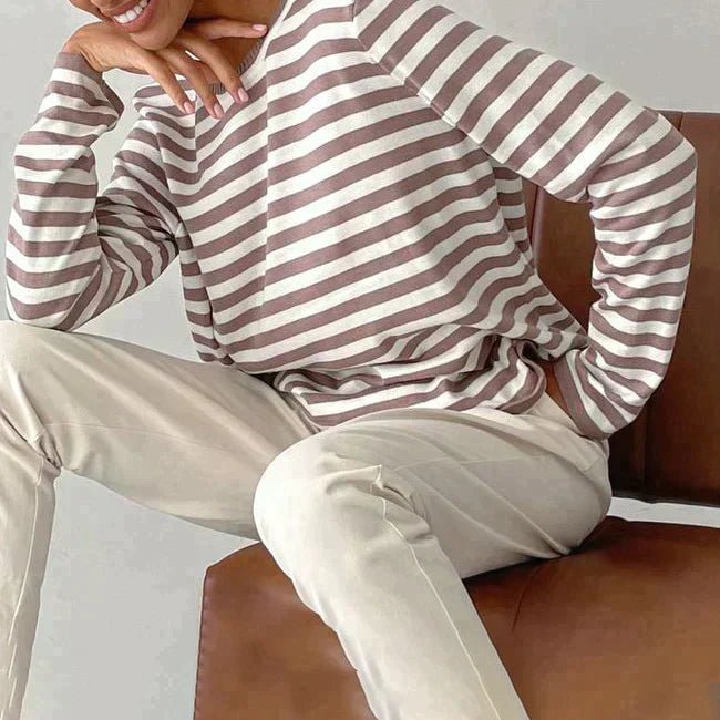 Women's Striped Crew Neck Sweater | Classic