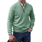 Men's Quarter Zip Knit Sweater | Ribbed Collar