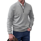 Men's Quarter Zip Knit Sweater | Ribbed Collar