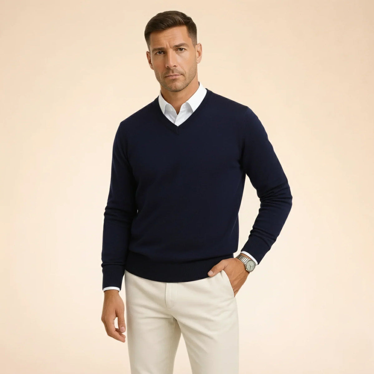 Men's Casual V-Neck Sweater | Slim Fit