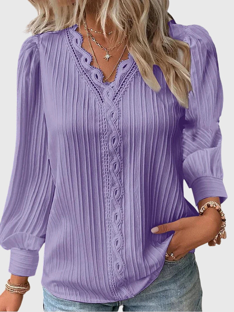 Women's Long-Sleeved Boho Top | V-Neck