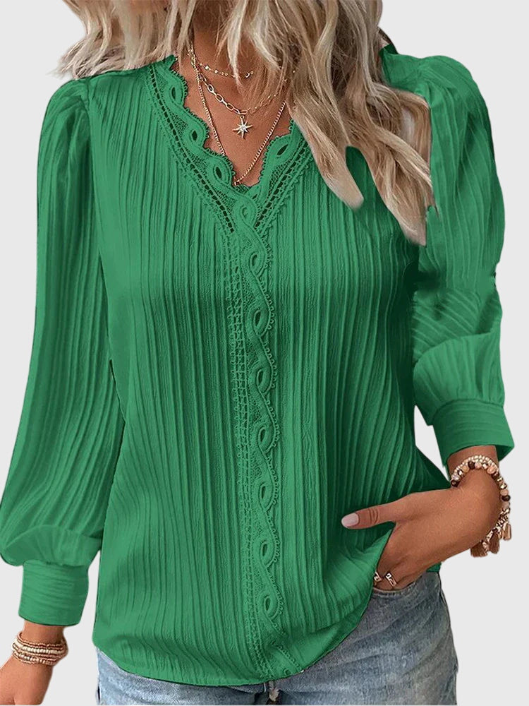 Women's Long-Sleeved Boho Top | V-Neck