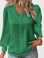 Women's Long-Sleeved Boho Top | V-Neck