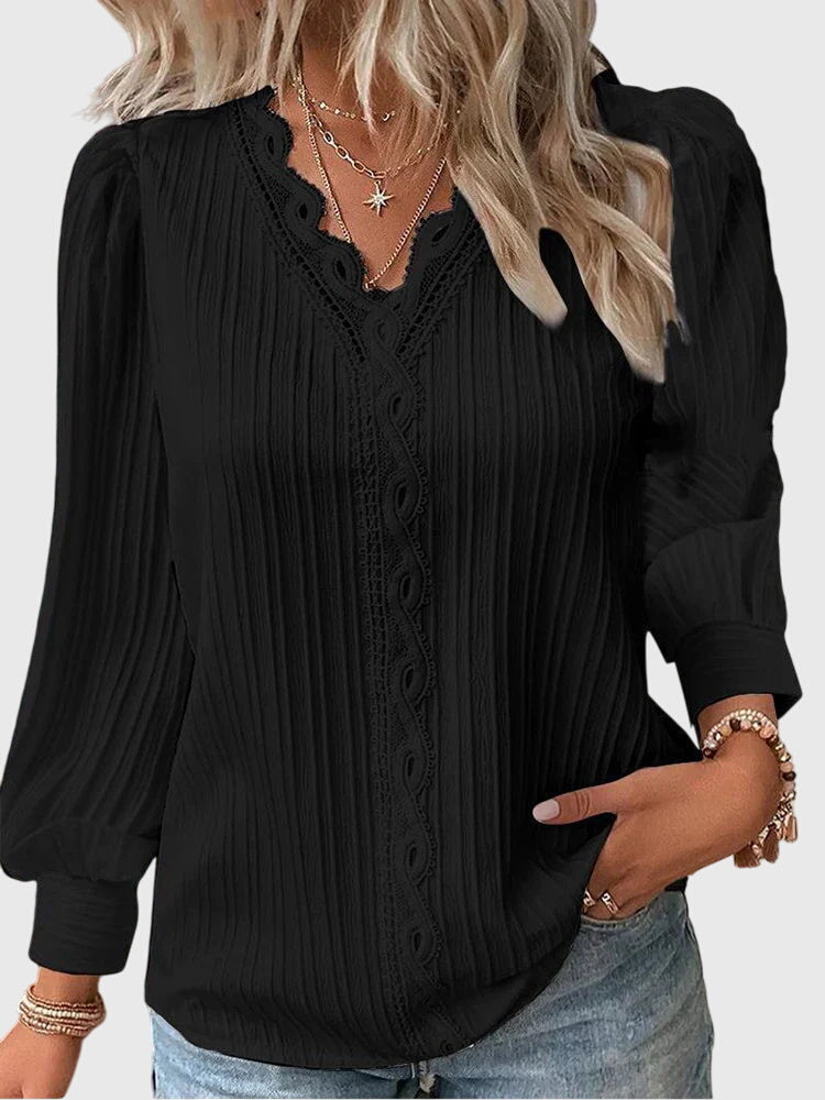 Women's Long-Sleeved Boho Top | V-Neck