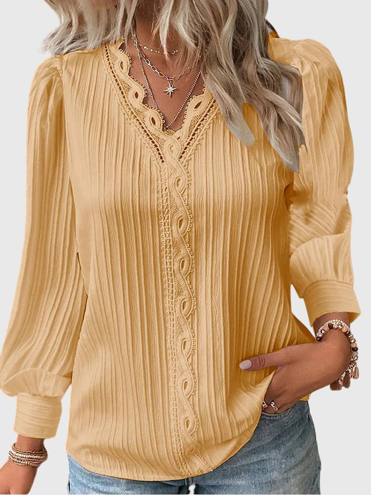 Women's Long-Sleeved Boho Top | V-Neck