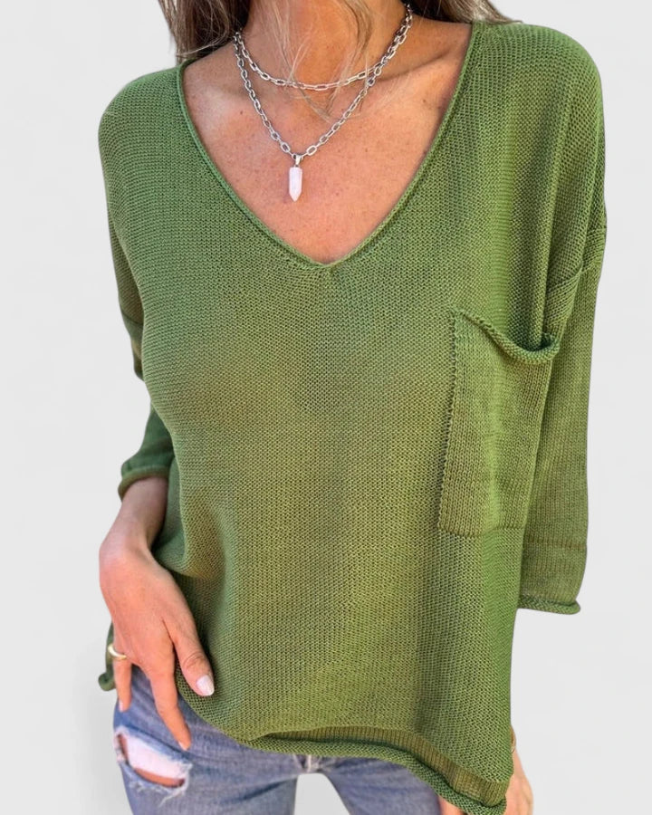 Women's 3/4 Sleeve Relaxed Fit Top | V-Neck