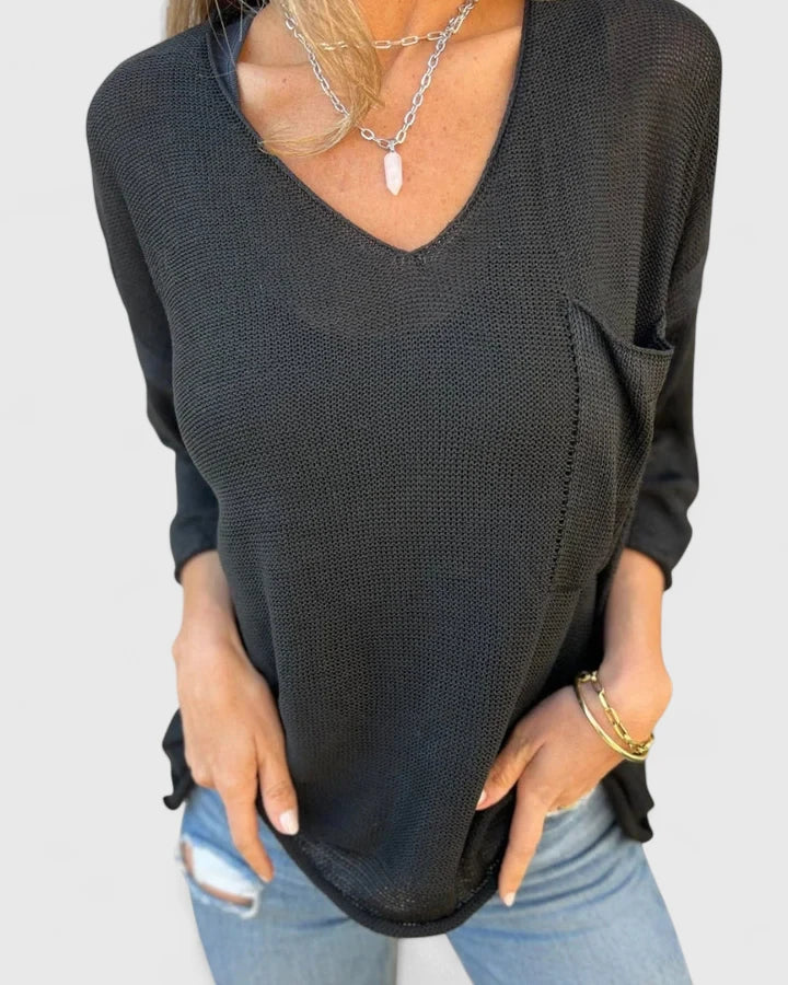 Women's 3/4 Sleeve Relaxed Fit Top | V-Neck