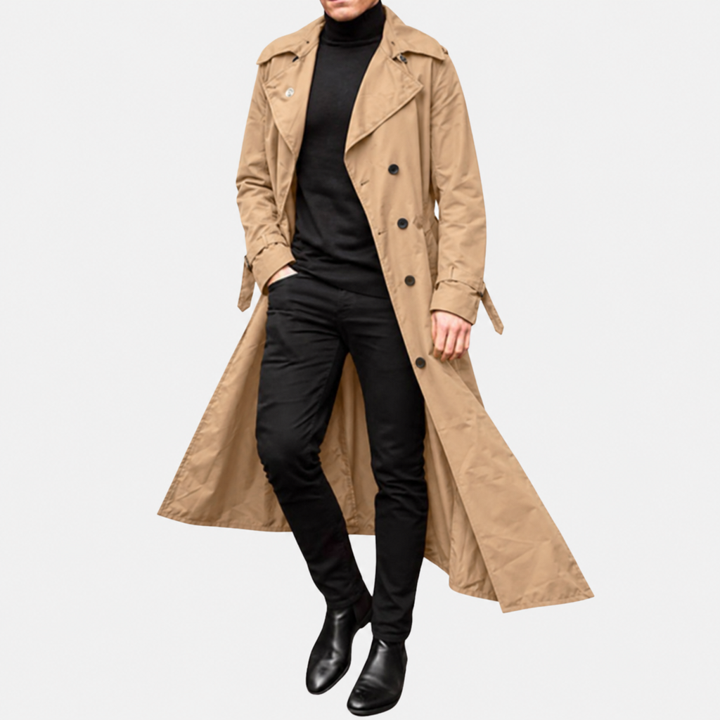 Men's Button Long Pockets Trench Coat | Winter