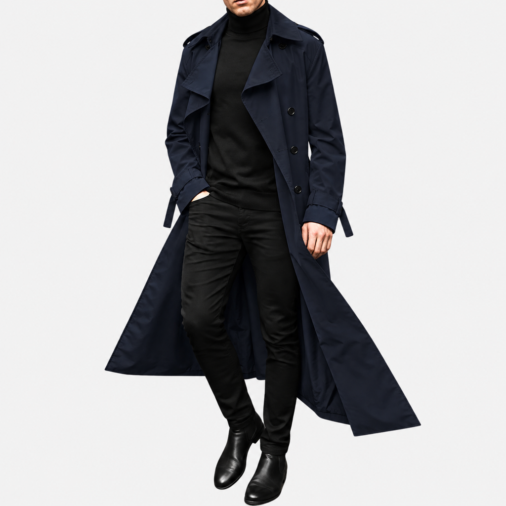 Men's Button Long Pockets Trench Coat | Winter