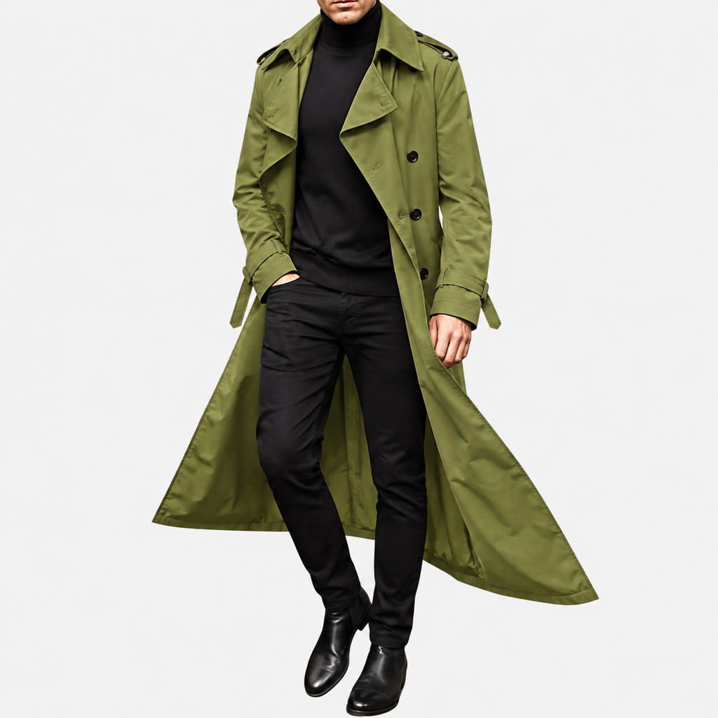 Men's Button Long Pockets Trench Coat | Winter