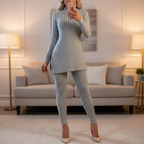 Women’s Loungewear High-Neck Two-Piece Set | Ribbed