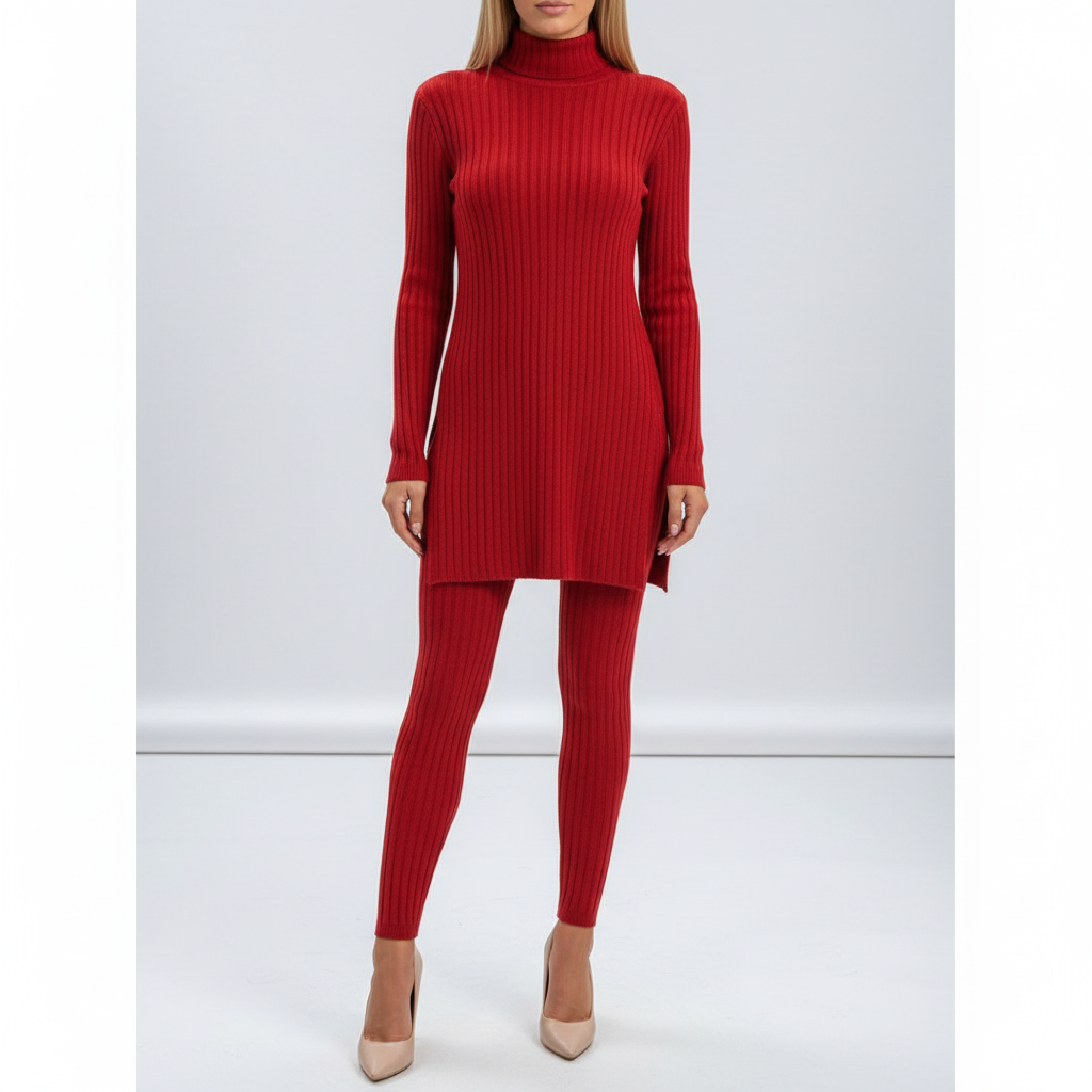 Women’s Loungewear High-Neck Two-Piece Set | Ribbed