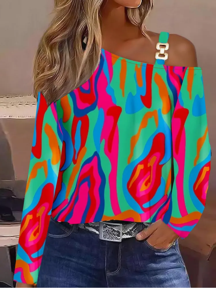 Women's Stylish Asymmetric Sweater | Patterned