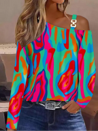 Women's Stylish Asymmetric Sweater | Patterned