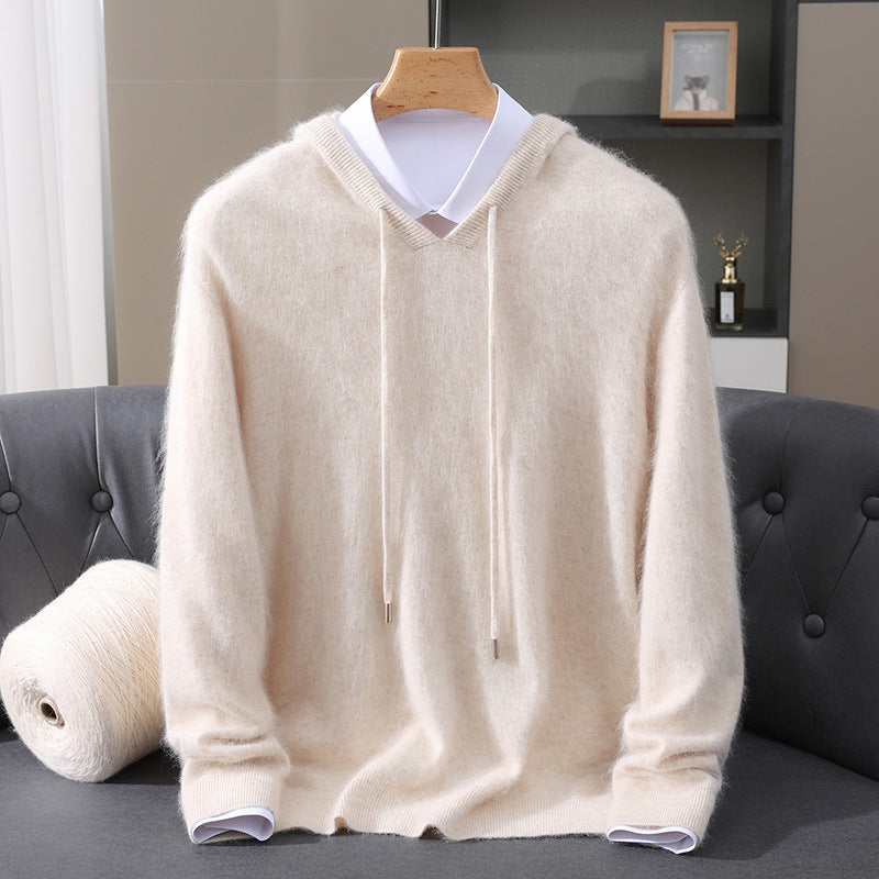 Men's Knitted Long Sleeve Winter Hoodie | Drawstring