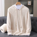 Men's Knitted Long Sleeve Winter Hoodie | Drawstring