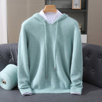 Men's Knitted Long Sleeve Winter Hoodie | Drawstring