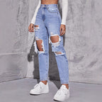 Women's High Waist Ripped Jeans | Casual